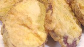 Sweet Potato Tempura · Battered and fried.