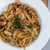 Yaki Udon · Stir-fried “rounded” wheat noodle w/ chicken / beef / seafood.