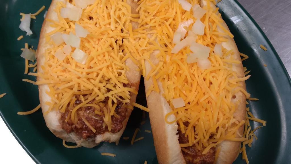 Coney With Cheese · An all-beef frank with yellow mustard,
Dads Coney Sauce, Cheese and onions