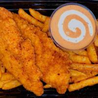 -Chicken Tenders And Fries · Comes with Two Chicken Tenders, Fries and your choice of Sauce!