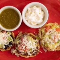 Sopes · Taste the authentic Mexican snack characterized by its distinctive pinched up rim which hold...