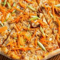 Buffalo Chicken Whole Pie · Buffalo sauce, mozzarella and provolone blend, grilled chicken, and topped with diced celery...
