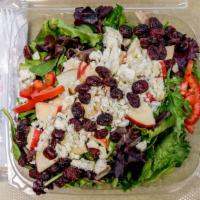 Waldorf Chicken Salad · Mixed greens, chicken salad, grapes, cranberries and walnuts.