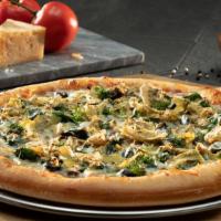 Veggie Supremo Pizza (Medium) · Sautéed spinach with fresh mushroom, onions, green pepper, black olive and marinated articho...