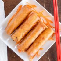 Fried Egg Rolls (4) · Ground chicken, mixed vegetables and clear noodles rolled in spring roll shell.