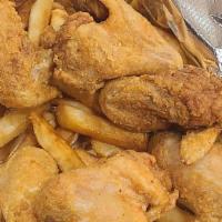 6 Fried Chicken Wings · w/fries & can pop.