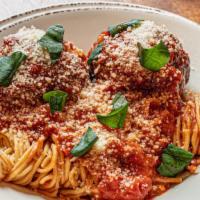 The Baller · Two meatballs, spaghetti, tomato sauce, Parmesan.
