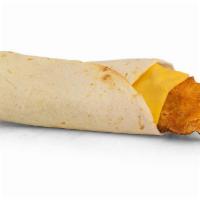 Chicken Tender Wrap · Breaded chicken tender and a slice of American cheese in a tortilla wrap