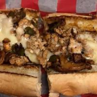 Philly Steak · Onion, peppers, mushrooms, pepper jack cheese.