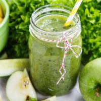 Green Tropics Smoothie · Green tropical blend of kale, spinach, cilantro, pineapple, mango, pink sea salt, and apple ...