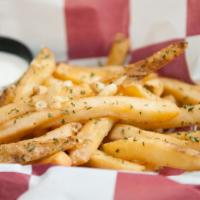 Garlic Fries · Our popular french fries tossed in our homemade fresh garlic sauce and topped with parsley f...