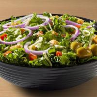 Family Garden Salad · Serves 3-4 Guests. Fresh lettuce, shredded provolone, diced Roma tomatoes, red onions, olive...