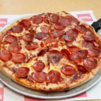 Double Pepperoni Pizza · Our most popular pizza! Double pepperoni on top of extra provolone.