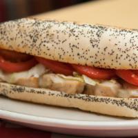 Chicken Hoagy · Strips of seasoned all-natural chicken. Lettuce, tomatoes and mayonnaise .