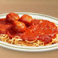 Spaghetti And 3 Meatballs · Freshly cooked pasta topped with three meatballs and family recipe pasta sauce.