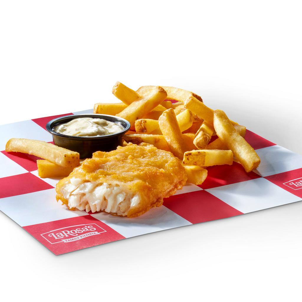 One Piece Fish Dinner · One, 3oz. hand-battered cod fillet, served with a side of tarter sauce and crunchy French fries.