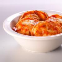 Small Ravioli · Choice of meat and spinach filling or ricotta and provolone. Served with family recipe pasta...