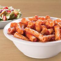 Small Ziti · Ziti pasta with pasta sauce. Served with a garlic bread stick and a tossed garden salad.