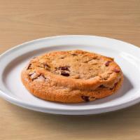 One Big Chocolate Chunk Cookie · Loaded with chocolate chips.  crispy on the outside, soft on the inside