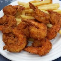 Small 7 Pc Jumbo Shrimp · Served with fries, coleslaw, and bread.