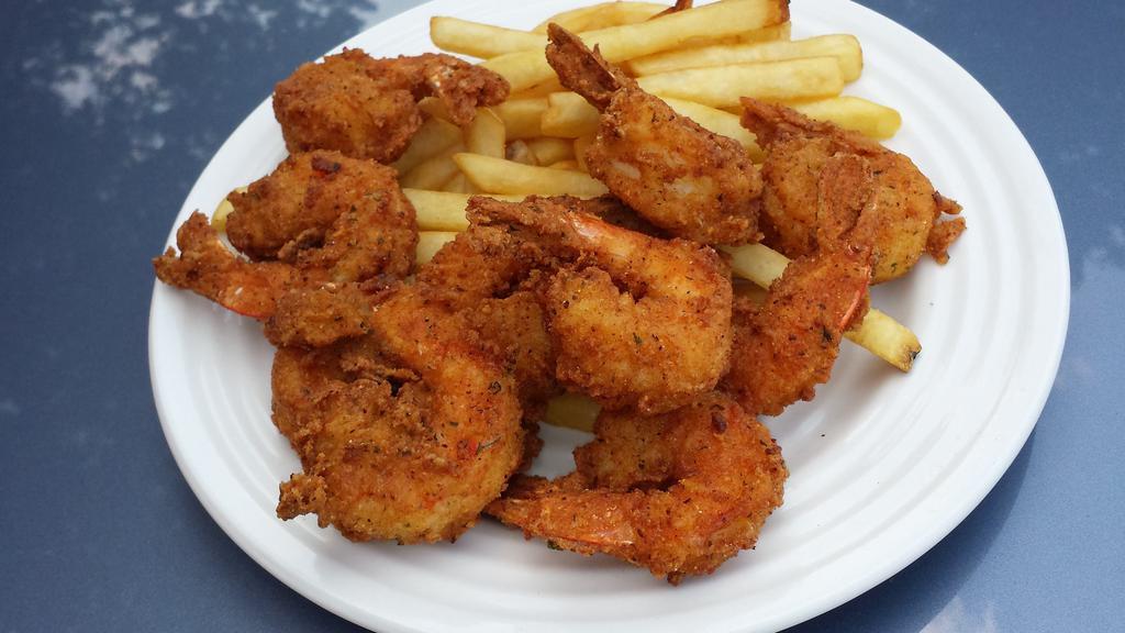 Small 7 Pc Jumbo Shrimp · Served with fries, coleslaw, and bread.