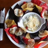 Spinach Artichoke Slam Dunk · A rich blend of fresh spinach, herbs, three cheeses & artichoke hearts. Oven-baked & served ...