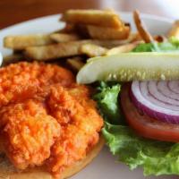 Crispy Buffalo Chicken Sandwich · Crispy chicken breast tossed in your choice of buffalo sauce & served with your choice of Bl...