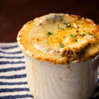 Baked French Onion Soup · Swiss & asiago cheese