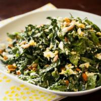 Tuscan Kale And Spinach Salad · Shredded parmesan, chopped egg, pumpkin seeds, lemon-parmesan dressing