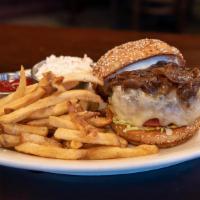 All-Natural Turkey Burger · White cheddar, roasted red onions, mustard, mayonnaise