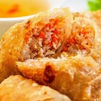 Egg Roll · Pork, cabbage, white onion, carrot, noodles, garlic, egg, seasoning, wrappers with rice pape...