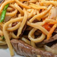 Lomei · Stir-fried egg noodle with carrot, mushroom, asparagus, Bok-choy and meat of choice.