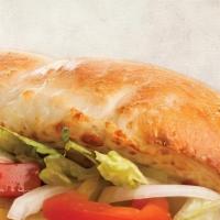 Veggie Sub · Mushrooms, green peppers, onions, black and green olives, tomatoes, lettuce, provolone, and ...
