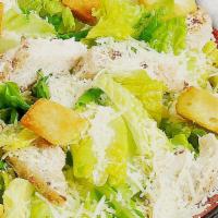 Chicken Caesar Salad (Large) · Romaine lettuce, grilled chicken, Parmesan cheese, and Caesar dressing.