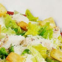 Chicken Caesar Salad (Small) · Romaine lettuce, grilled chicken, Parmesan cheese, and Caesar dressing.