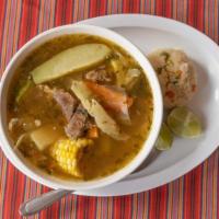 Caldo De Res · A mexican beef soup typically served with cabbage potatoes corn and cilantro