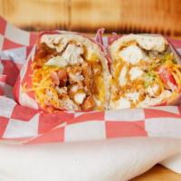 The Joey · Fried chicken, lettuce, tomato, cheese and mayo wrapped in a pita. Recommend ranch dressing ...