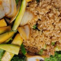 Vegetables · fried rice, zucchini, onion, broccoli, yum-yum sauce and ginger sauce