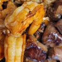 Steak & Shrimp · Hibachi steak & Shrimp, fried rice, zucchini, onion, broccoli, yum-yum sauce and ginger sauce.