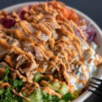 Chicken Shawarma Bowl · Freshly cut Chicken Shawarma with your choice of rice, topped off with your favorite topping...