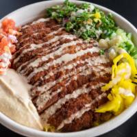 Chicken Cream Chop Bowl  · Freshly fried Cream Chop with your choice of rice, topped off with your favorite toppings an...