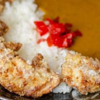 Karaage Curry Rice · Karaage chicken, premium Japanese white rice, ground pork curry sauce
