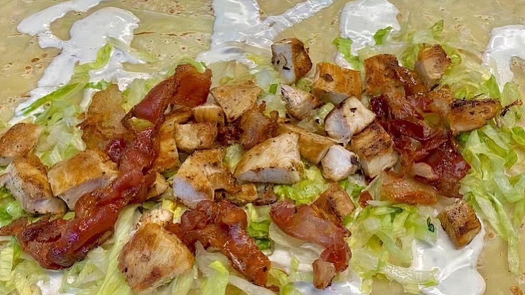 Ranch Chicken Baconator · Crepe , ranch , bacon , chicken , lettuce