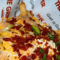 Loaded Chili Cheese Fries  · Chili, Cheddar & Shredded Cheese, Bacon, Green Onions, & Sweet Lou Sauce.