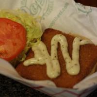 Cod Fish Sandwich · Our 4 oz. cod is fried golden and served on French bread or a seedless bun, with lettuce, to...
