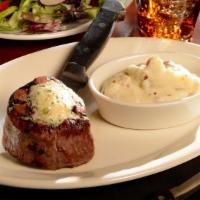 Filet Mignon 7Oz · 7oz USDA Angus beef, aged 28 days. Served with mashed potatoes and bistro butter.