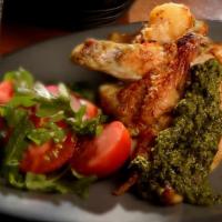Brick Chicken Verde · All natural semi boneless chicken breast, salsa verde, crispy parmesan potatoes, campari tom...