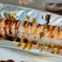 Playboy Roll · Shrimp tempura, spicy tuna top with shrimp, spicy mayo ,eel sauce  (ON FIRE)