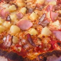 The Hawaiian · Mozzarella, Pineapple Chunks, Onions, Canadian Bacon and Bacon