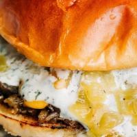 Green Chile Burger · American cheese, green chilis, bacon, House ranch